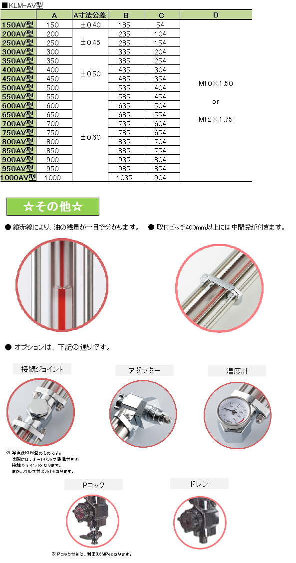 ライトブラウン/ブラック 協和 金属製オイルゲージ KLM500M16(8489510)[送料別途見積り][法人・事業所限定][掲外取寄] 